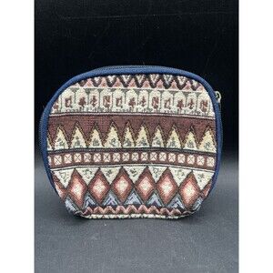 Canyon Sky Women’s embroidered blue and tan Navajo Coin Purse make up bag